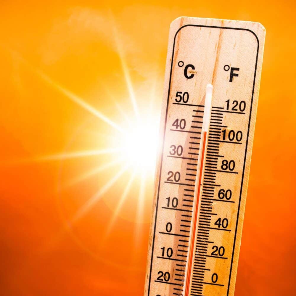 Temperature reaching 100 degrees Farenheit