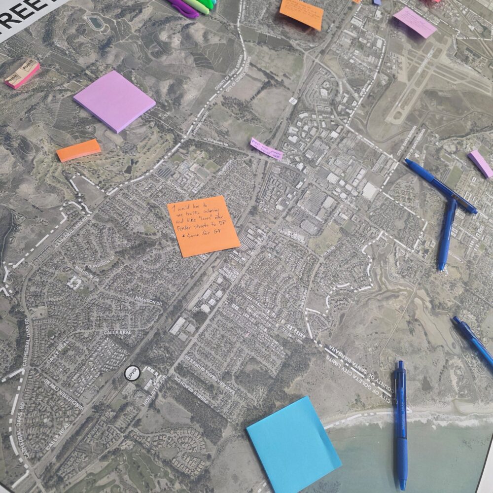 Street Talk Map with post-its and pens