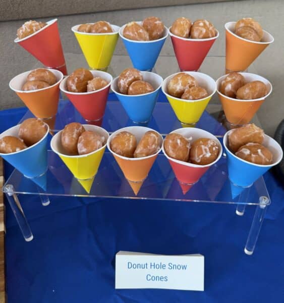 Donut hole snow cones compliments of Ice in Paradise Skating Rink